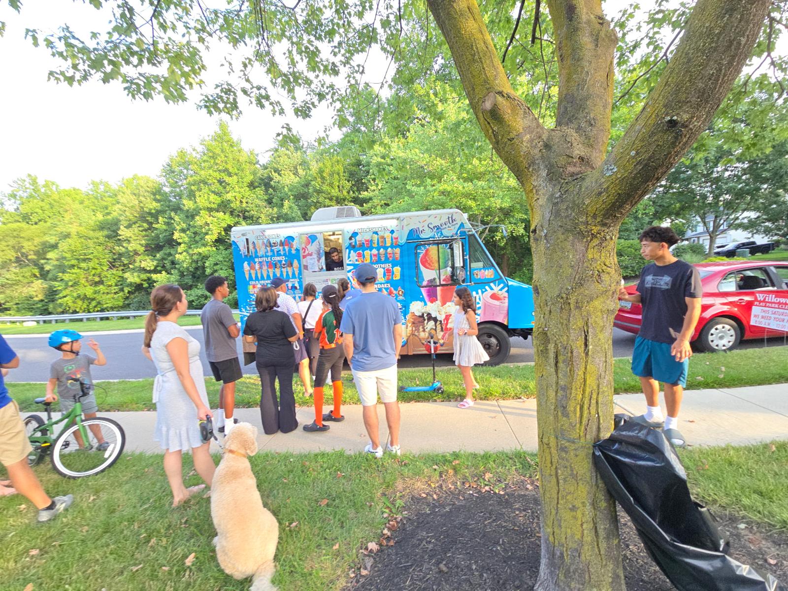 Guests lined up at the Mr Smooth Ice Cream Truck service window