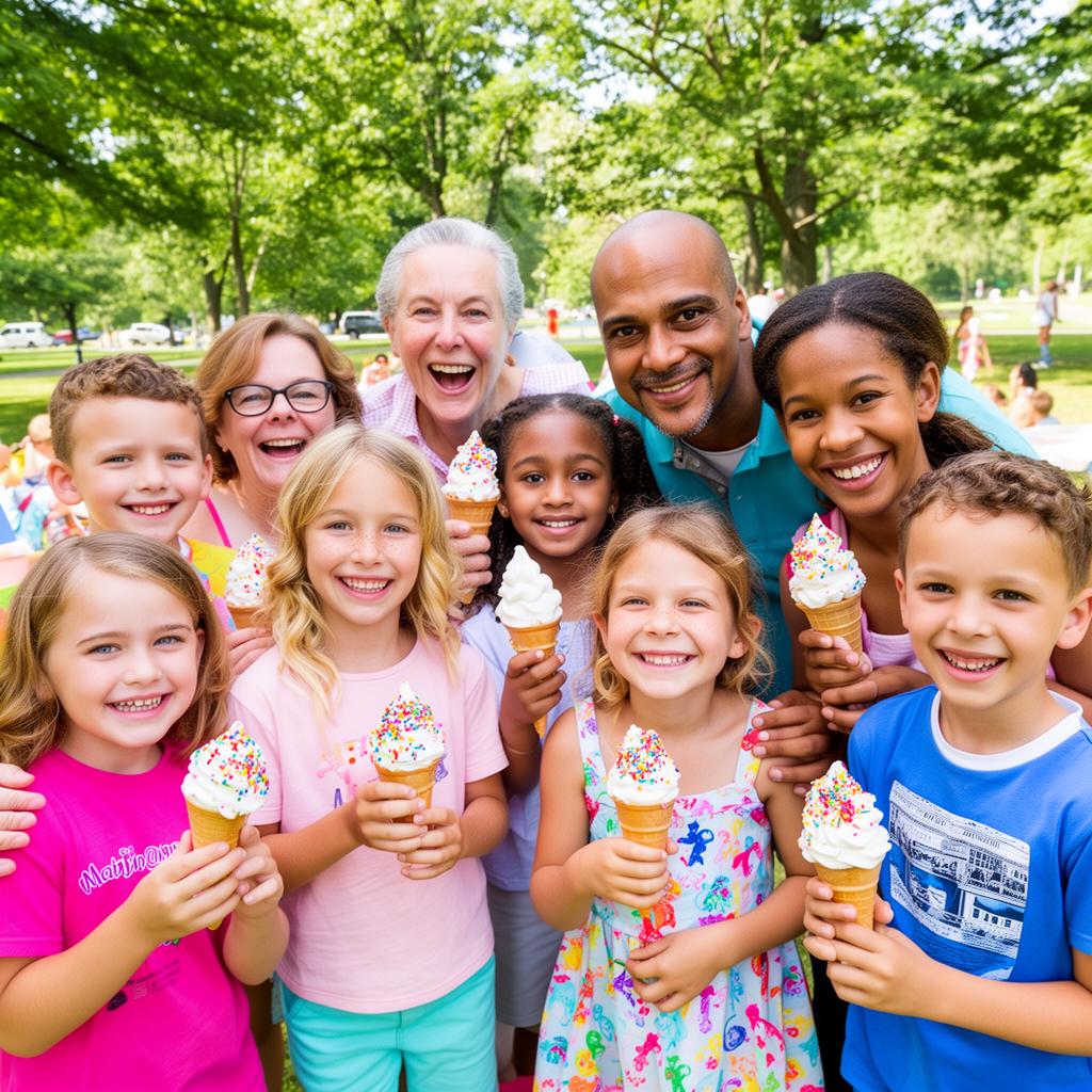 Families enjoying Mr Smooth soft serve at a Maryland summer event